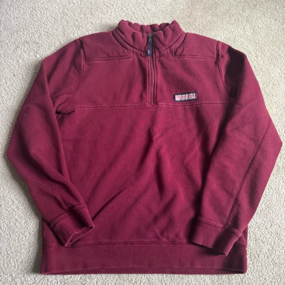 Vineyard Vines Quarter Zip Pullover Sweater Maroon Youth